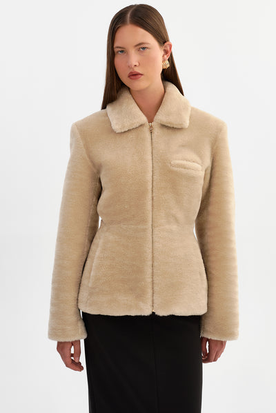JOSY | Peplum Faux Fur Jacket