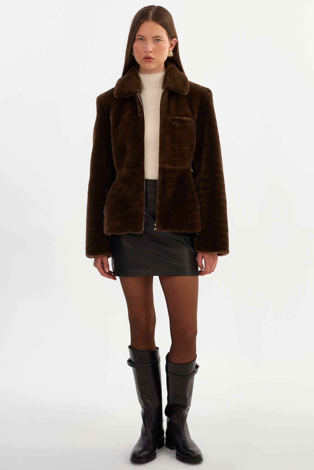 JOSY | Peplum Faux Fur Jacket