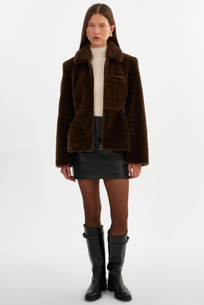 JOSY | Peplum Faux Fur Jacket