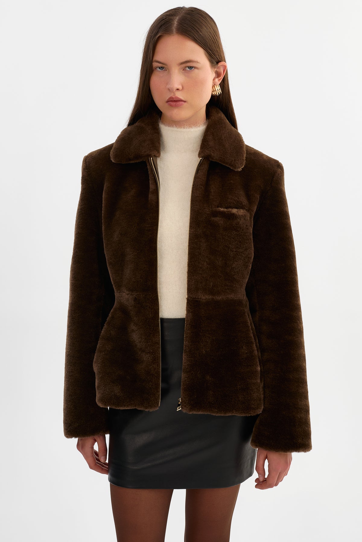 JOSY | Peplum Faux Fur Jacket