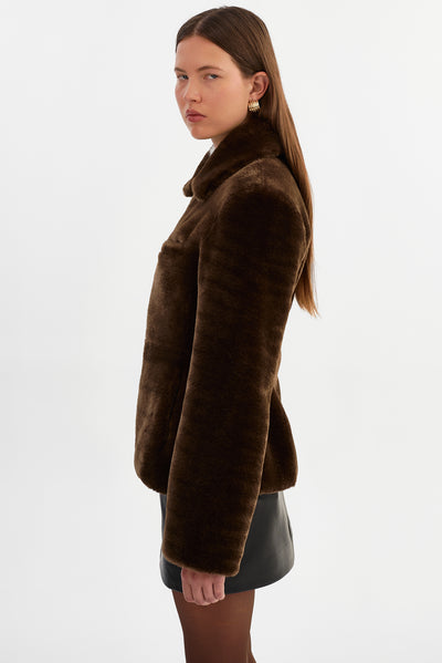 JOSY | Peplum Faux Fur Jacket