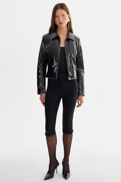 JOYCE | Faux Patent Leather Jacket