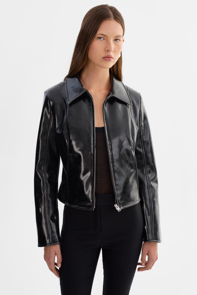JOYCE | Faux Patent Leather Jacket