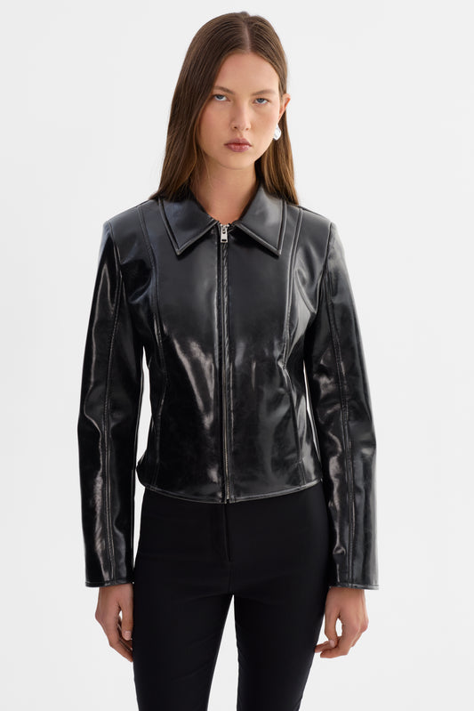 JOYCE | Faux Patent Leather Jacket