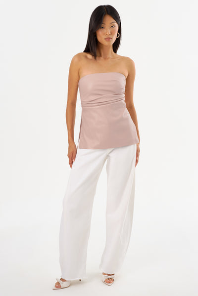 JUNI | Faux Leather Strapless Top