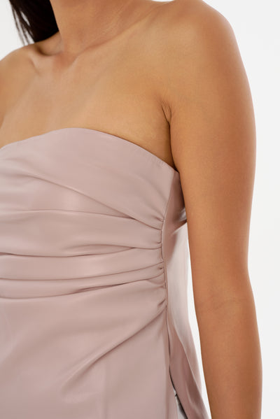 JUNI | Faux Leather Strapless Top