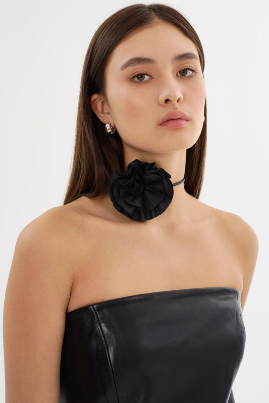 GEMMA | Collier ras du cou en cuir à rosette