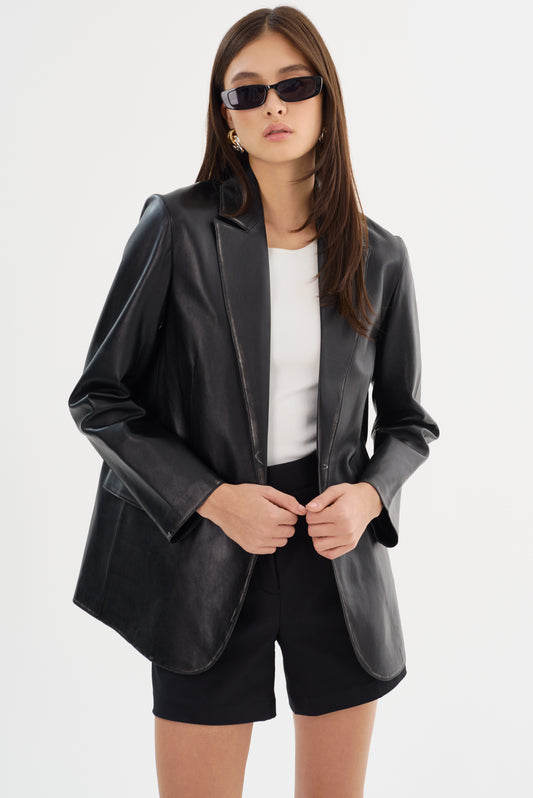 KARRIN | Blazer en cuir vieilli