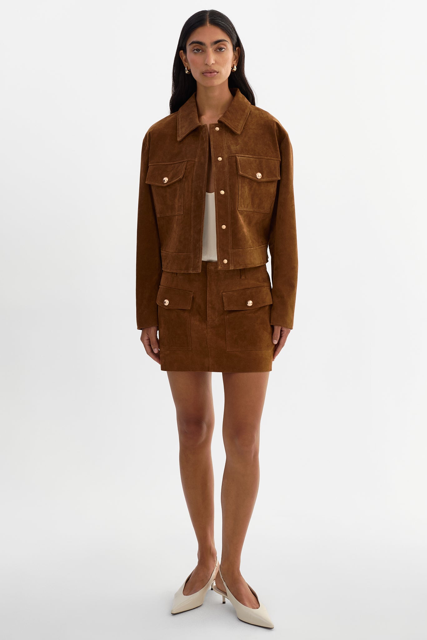 KASIA | Genuine Suede Cargo Skirt