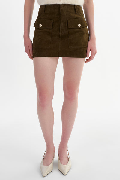 KASIA | Genuine Suede Cargo Skirt