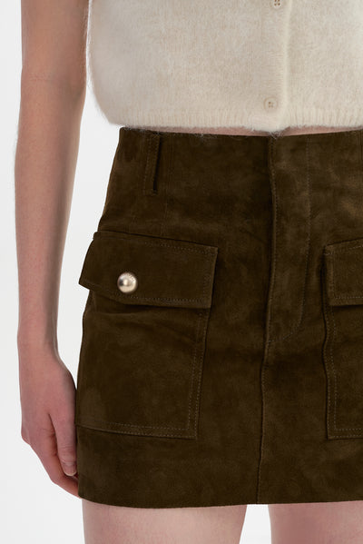 KASIA | Genuine Suede Cargo Skirt