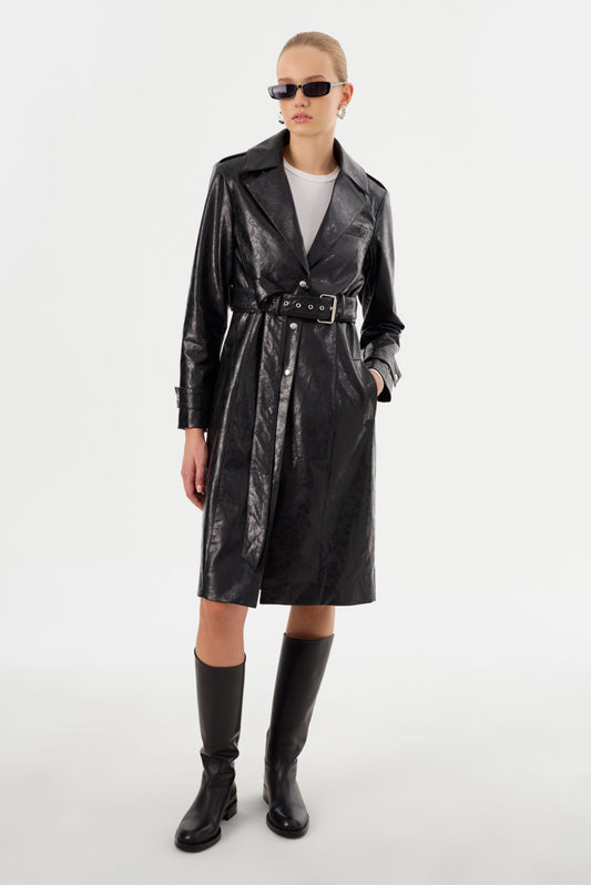 KATIJA | Trench convertible en faux cuir