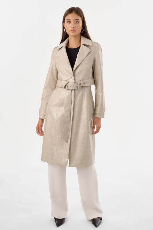 KATIJA | Trench convertible en faux cuir