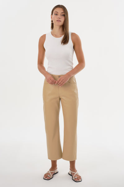 KEEGHAN | Faux Leather Cropped Pants