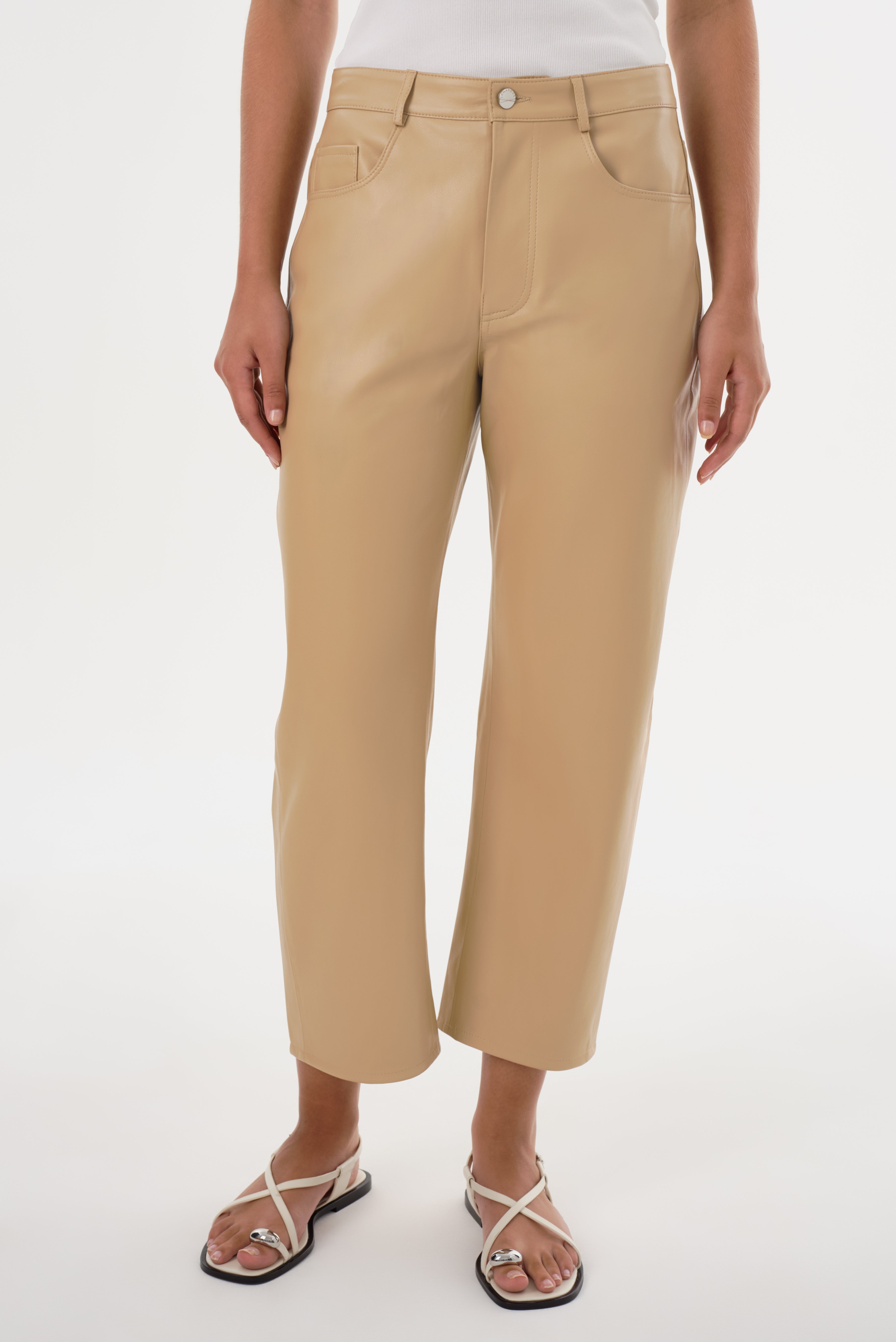 KEEGHAN | Faux Leather Cropped Pants
