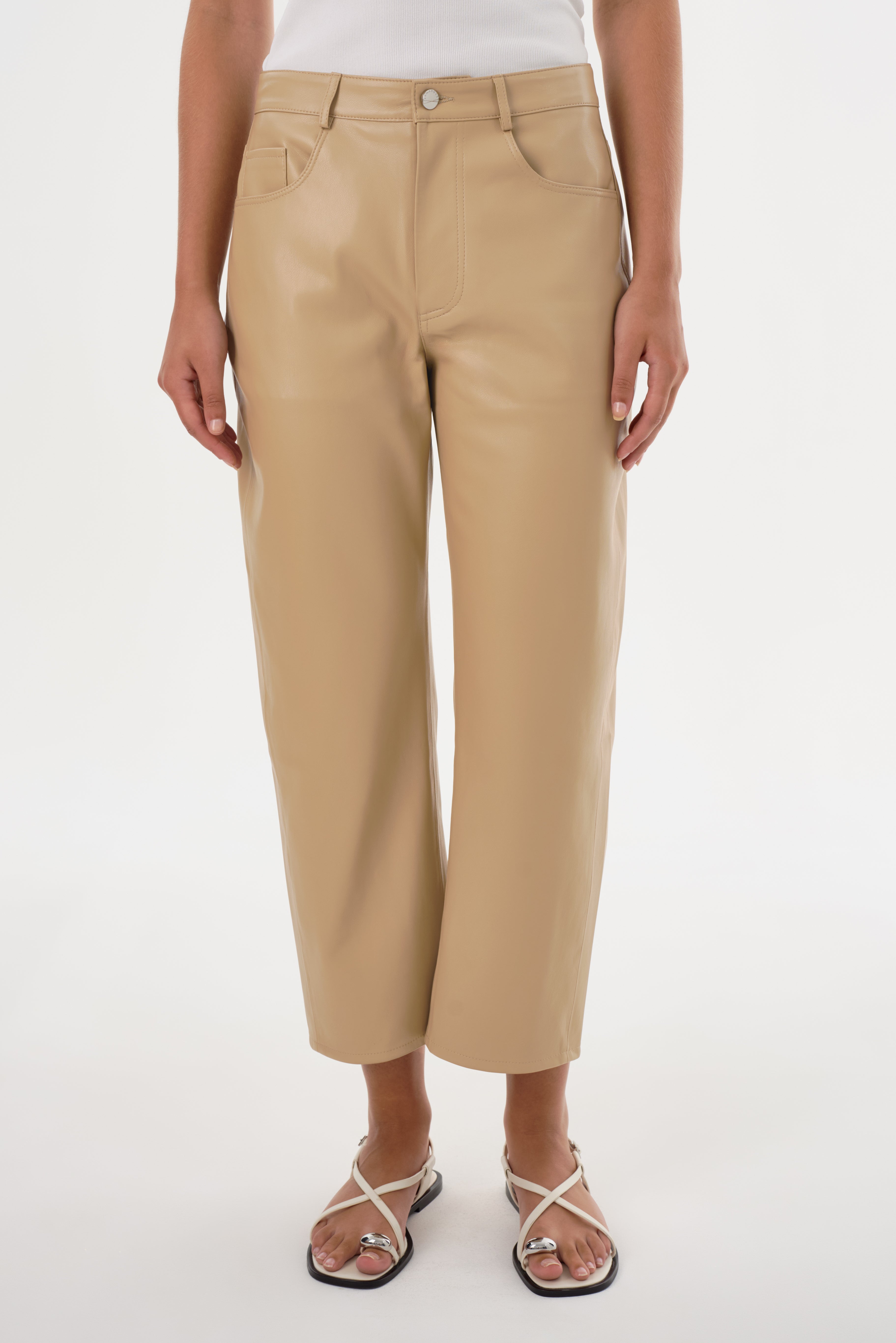 KEEGHAN | Faux Leather Cropped Pants