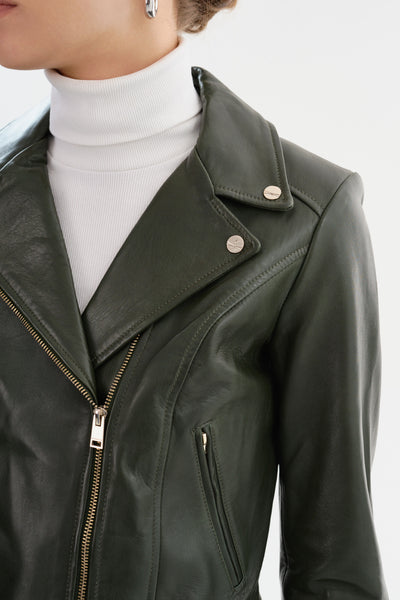 KELSEY | Leather Biker Jacket Champagne Hardware