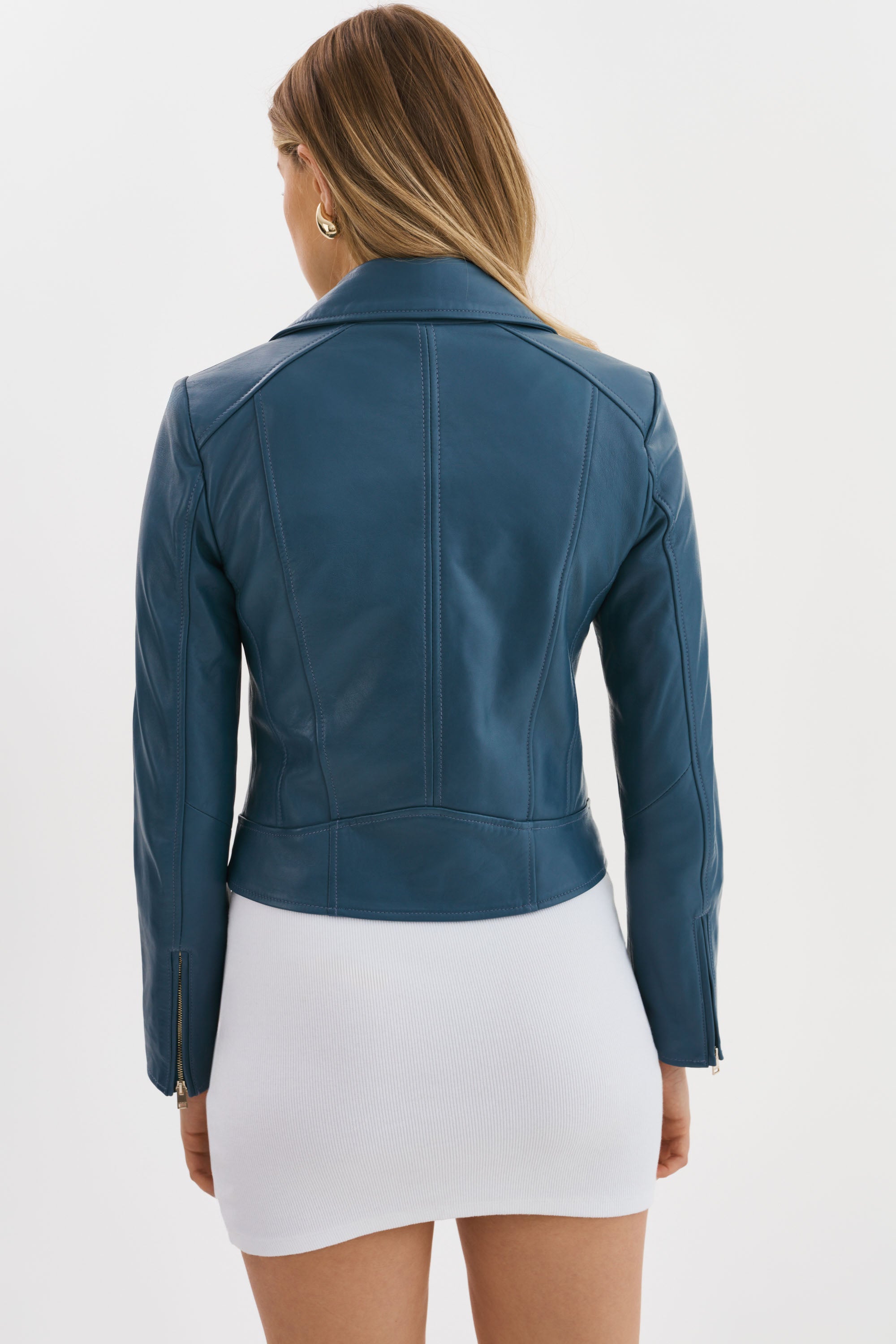KELSEY | Leather Biker Jacket Champagne Hardware