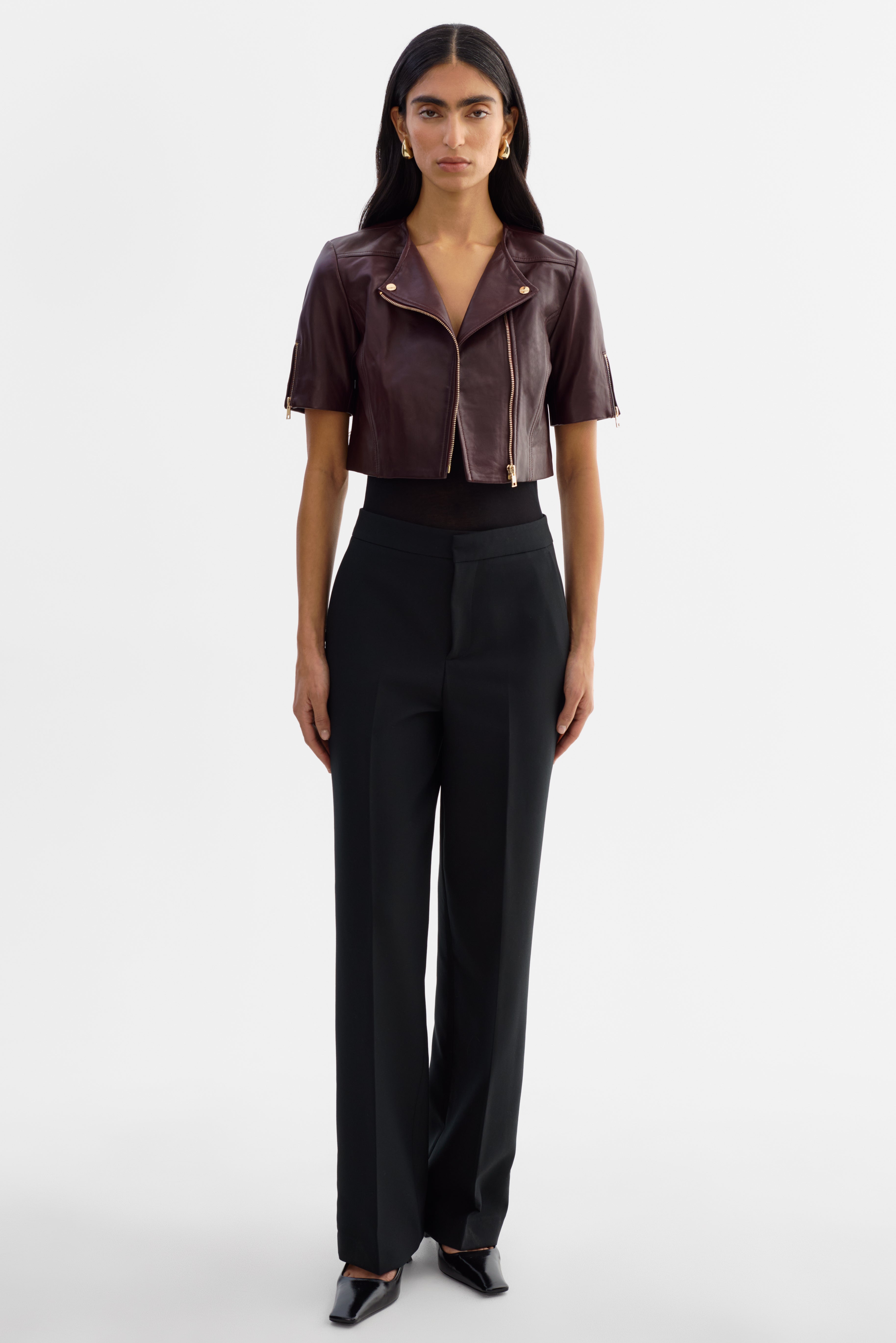 KIRSI GOLD | Cropped Biker Jacket