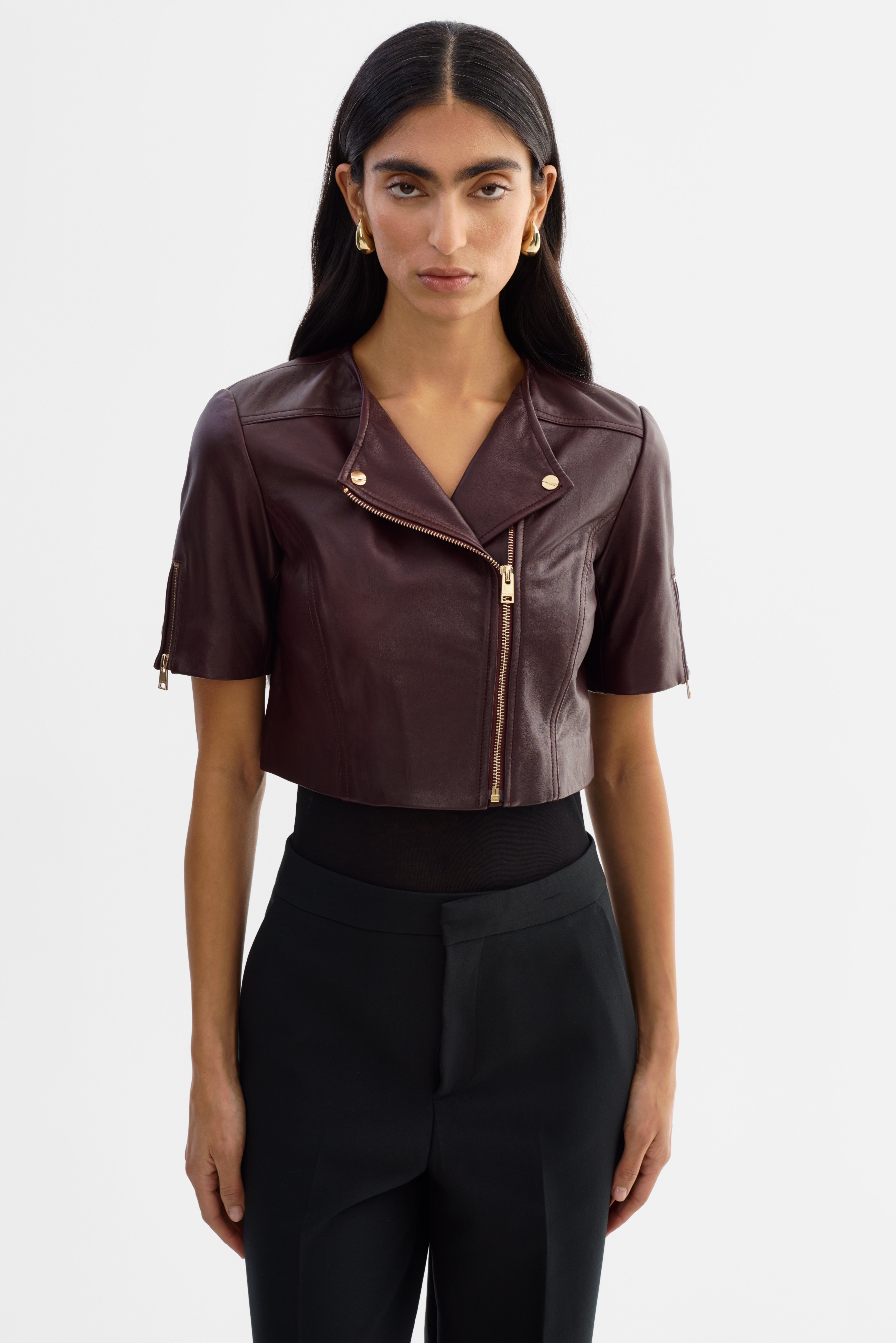 KIRSI GOLD | Cropped Biker Jacket