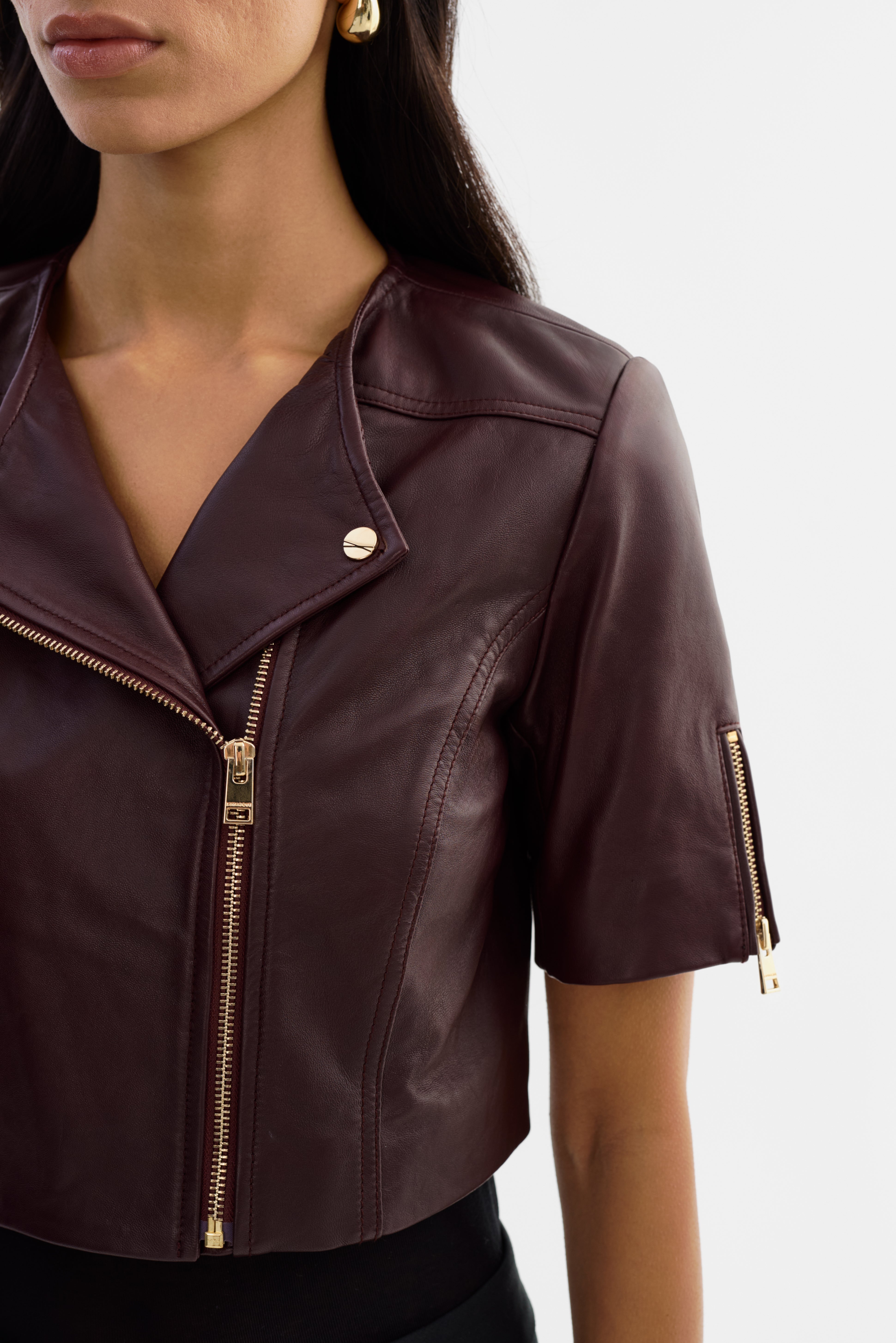 KIRSI GOLD | Cropped Biker Jacket