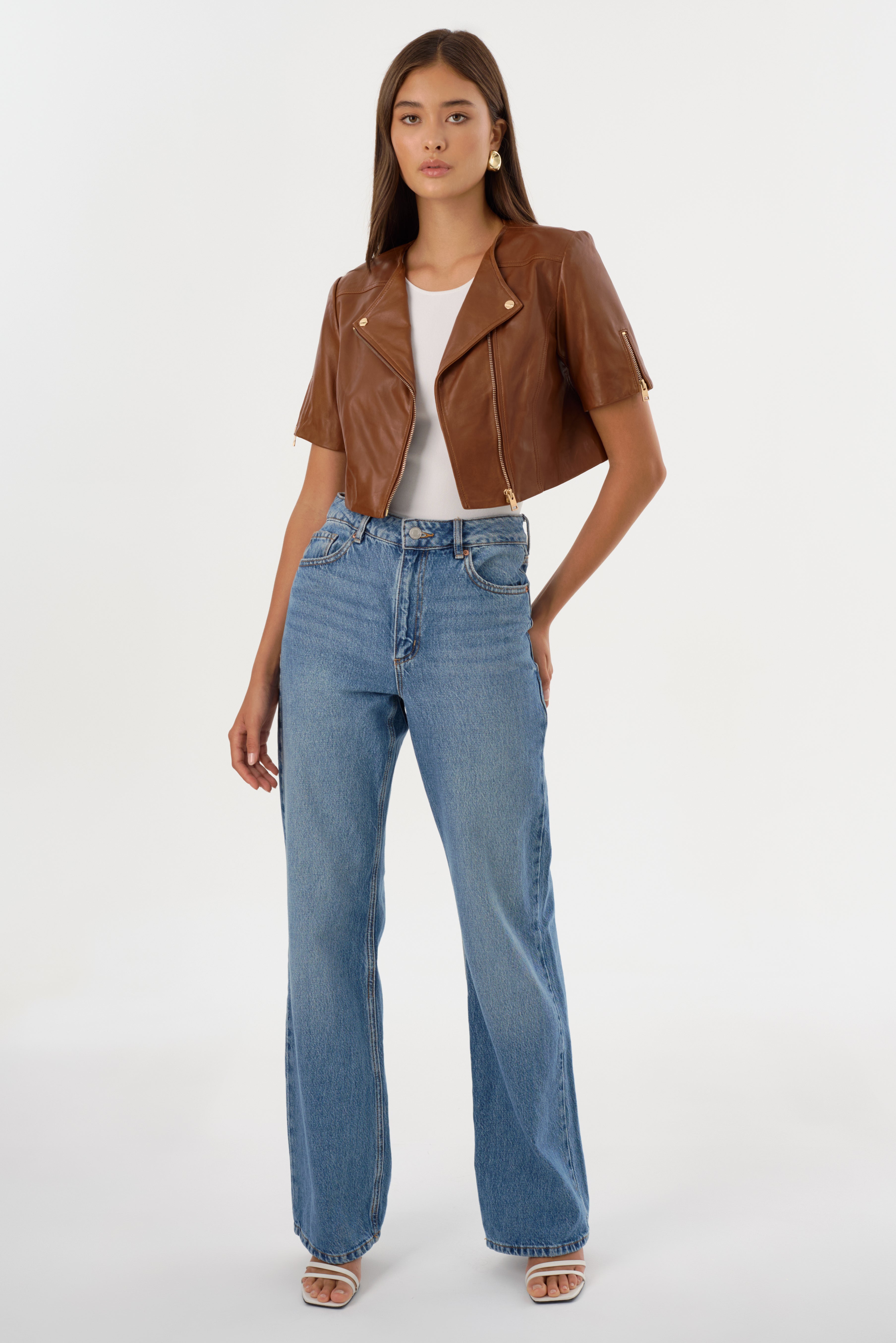 KIRSI GOLD | Blouson Biker en Cuir