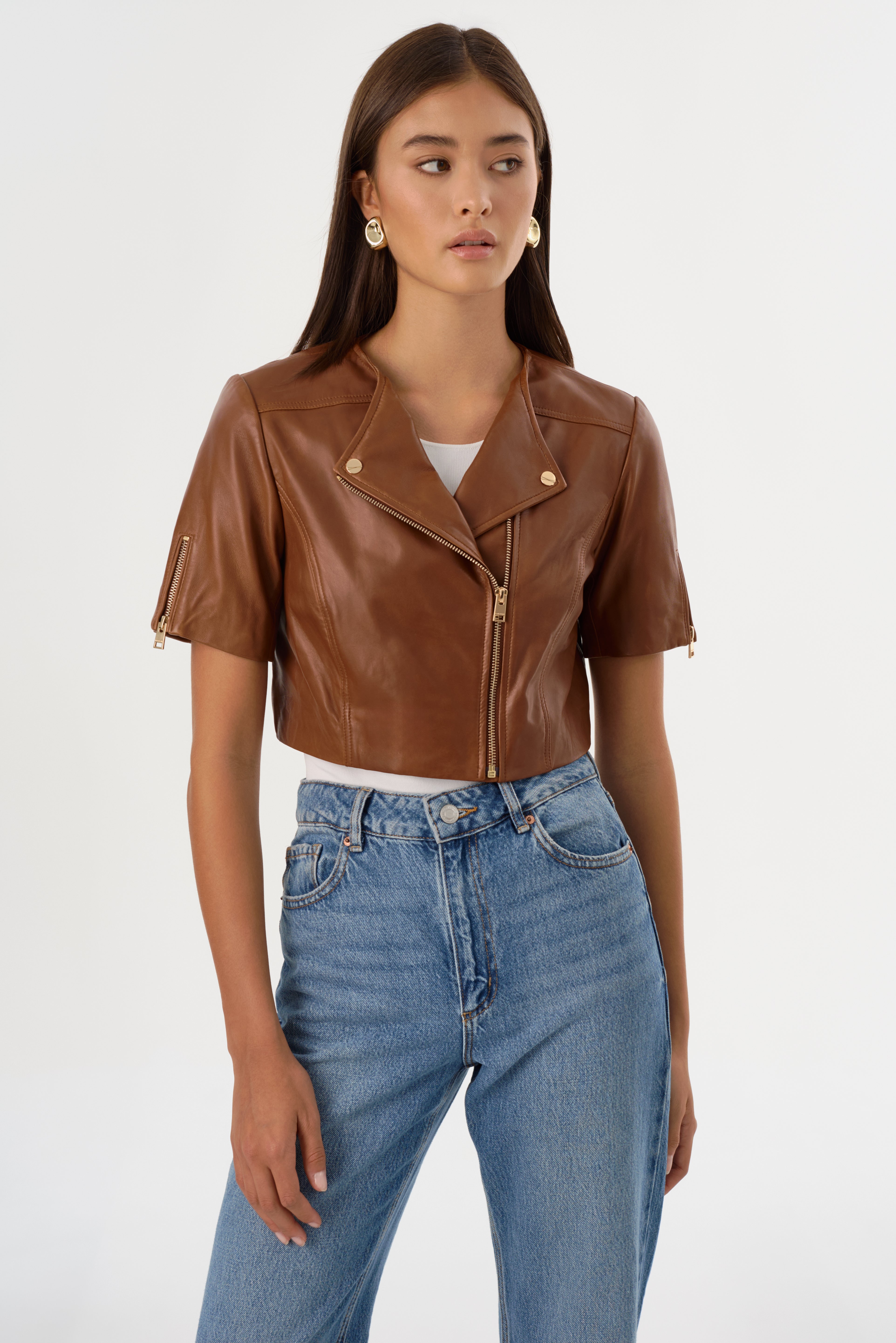 KIRSI GOLD | Blouson Biker en Cuir