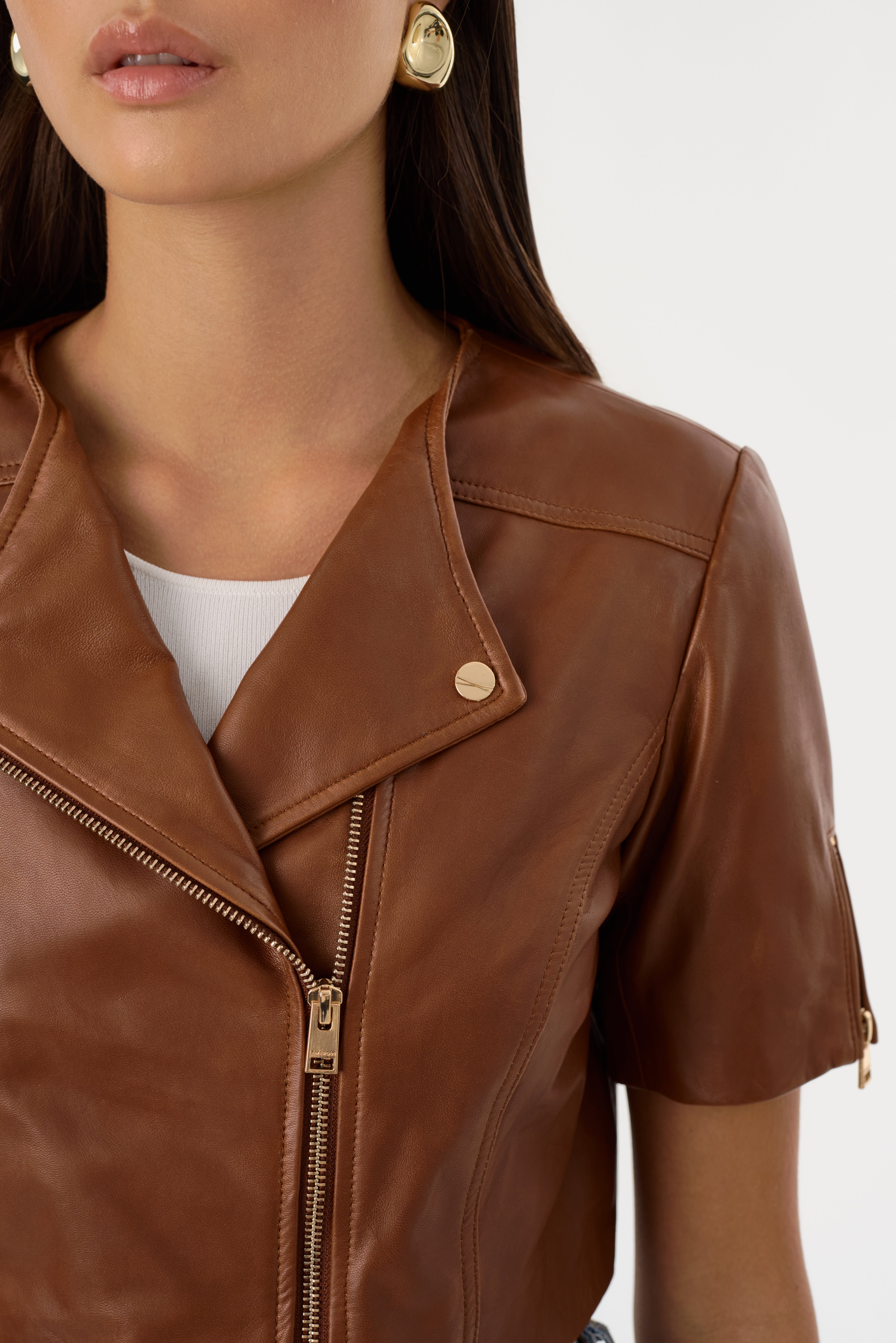KIRSI GOLD | Blouson Biker en Cuir