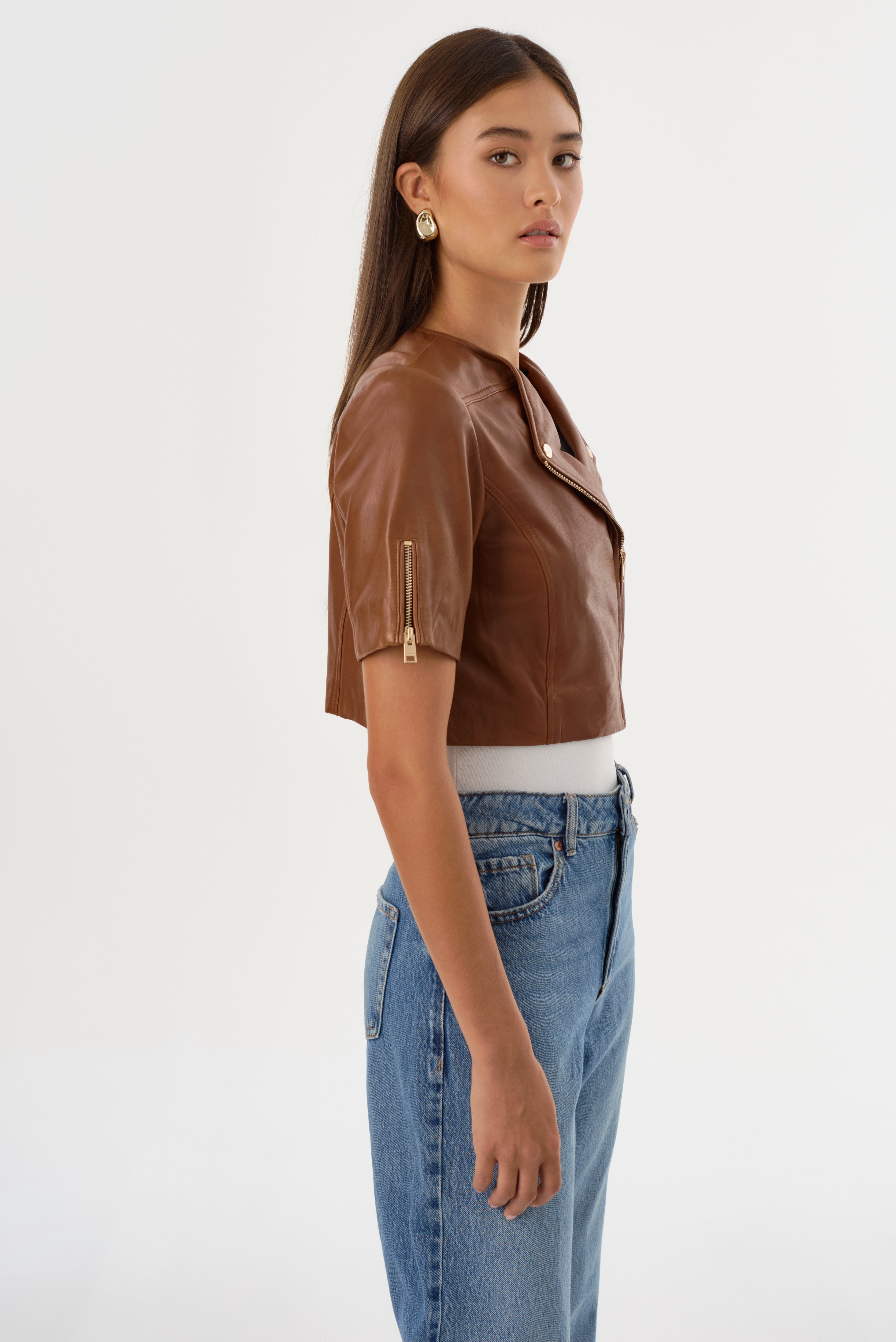 KIRSI GOLD | Blouson Biker en Cuir