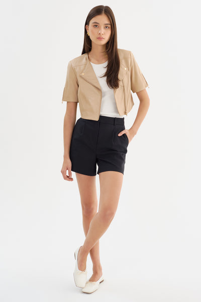 KIRSI GOLD | Cropped Biker Jacket