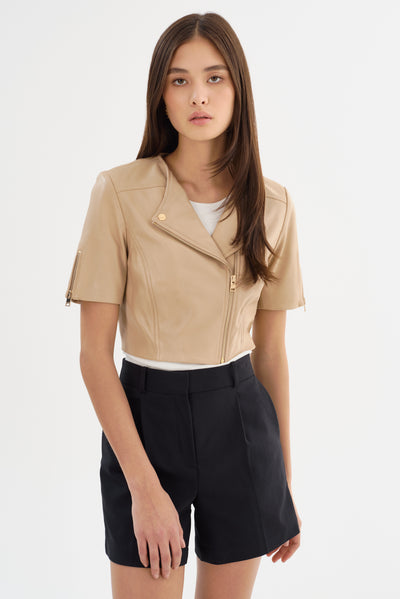 KIRSI GOLD | Cropped Biker Jacket