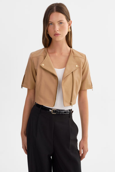 KIRSI GOLD | Cropped Biker Jacket