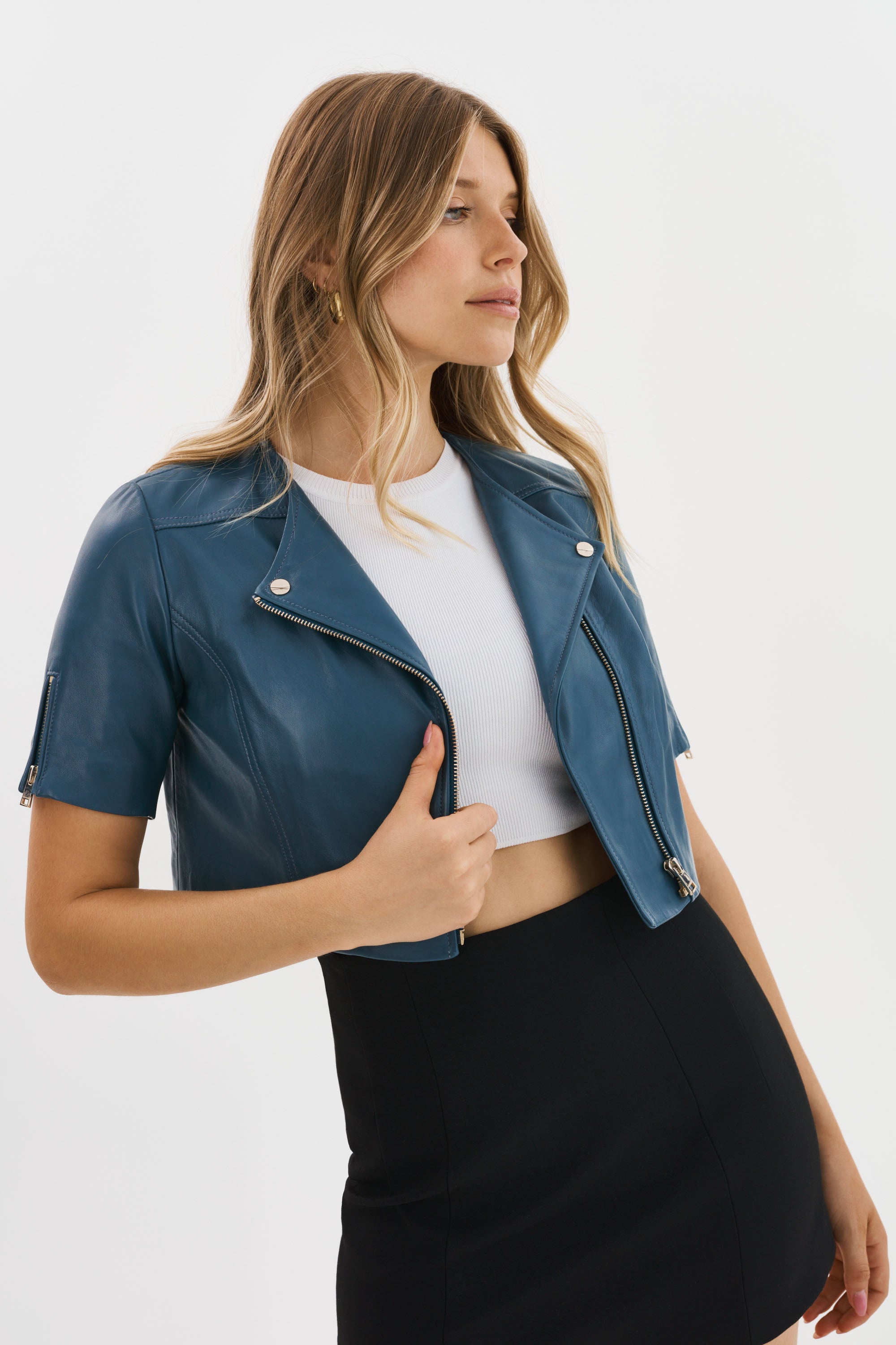 KIRSI CH | Cropped Biker Jacket