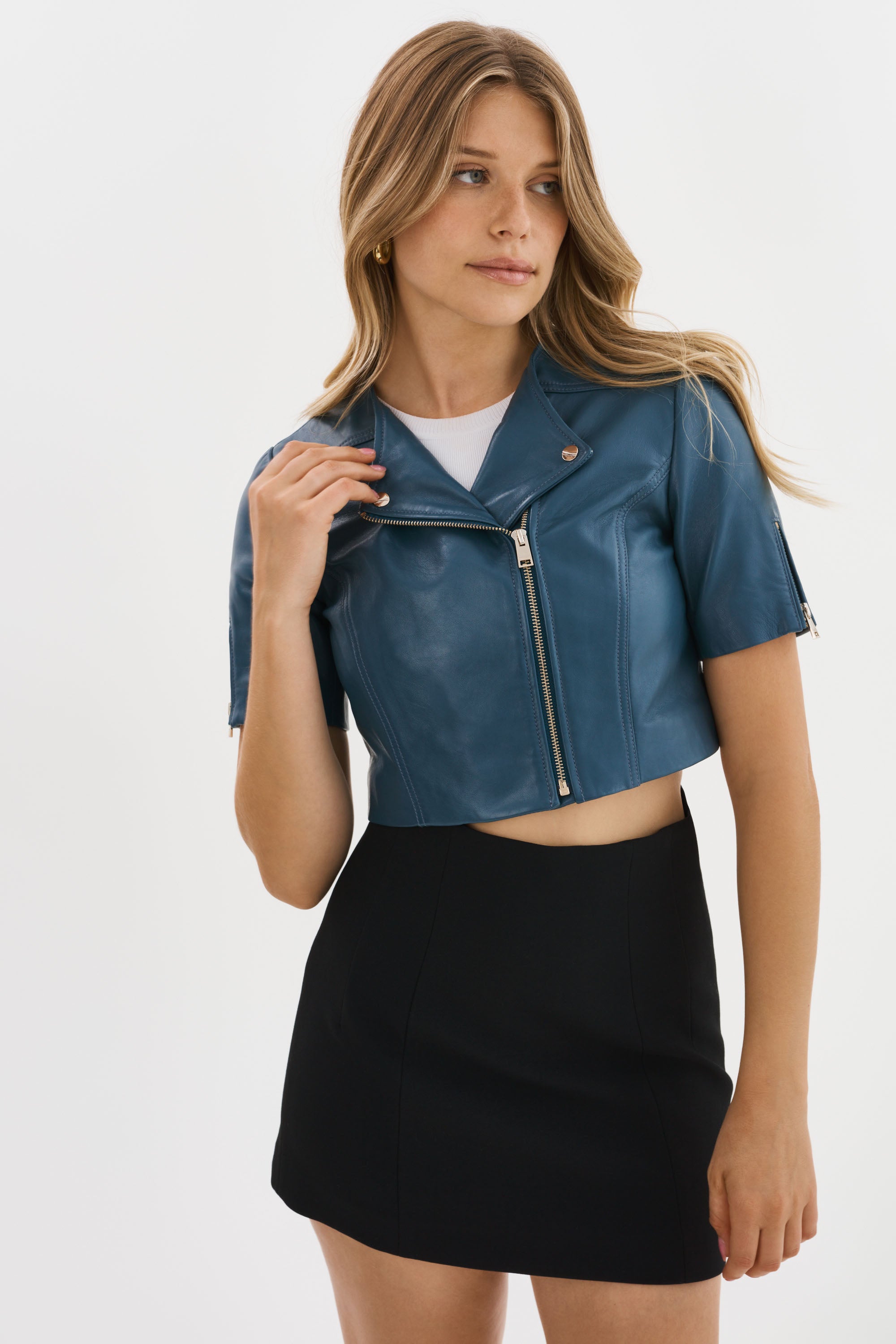 KIRSI CH | Cropped Biker Jacket