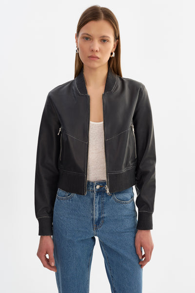 KORDELLA | Reversible Leather Bomber Jacket