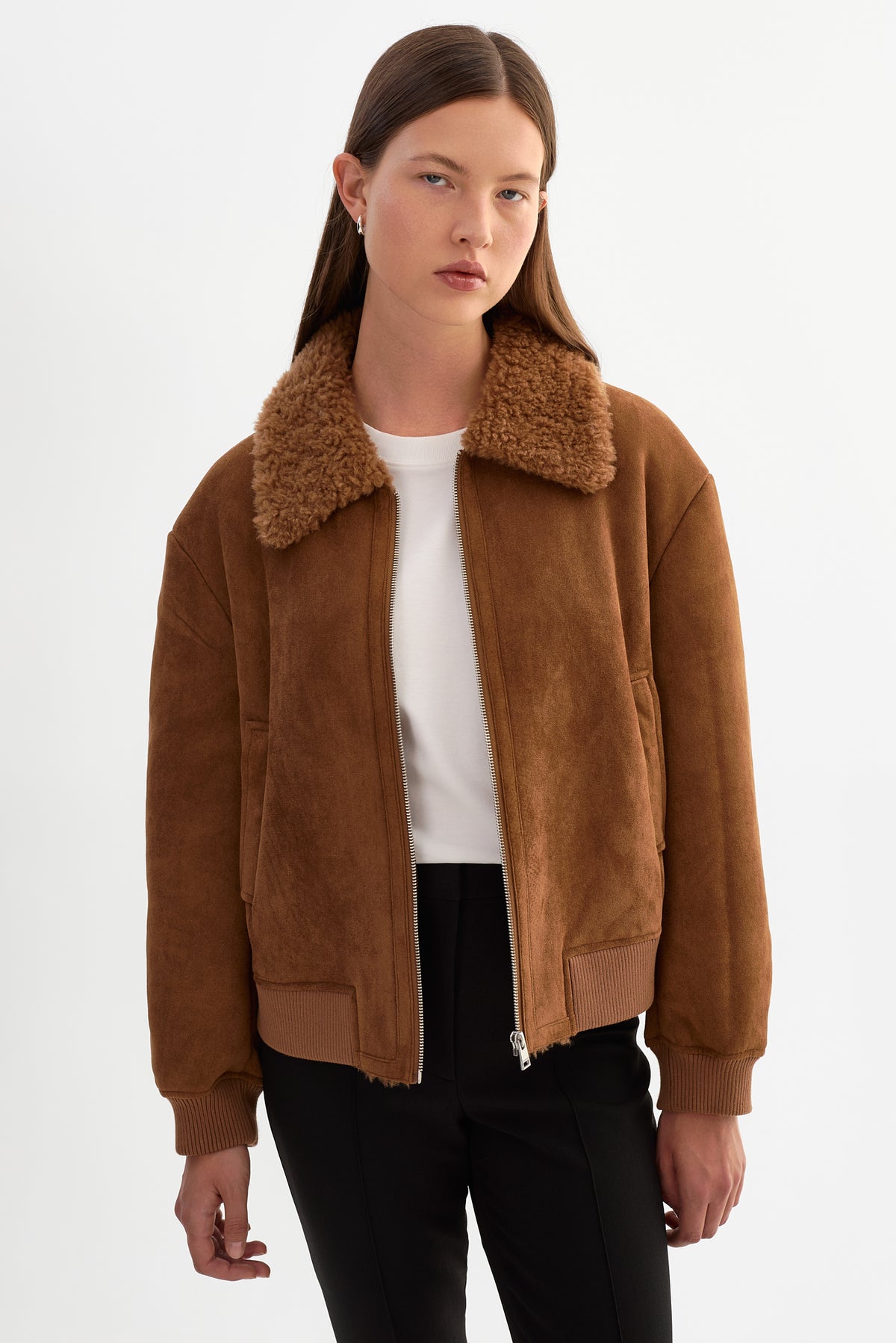 KYRIE | Faux Suede Zip up Jacket