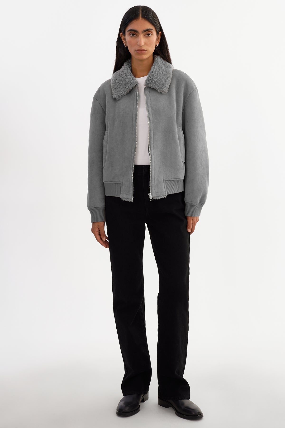 KYRIE | Faux Suede Zip up Jacket