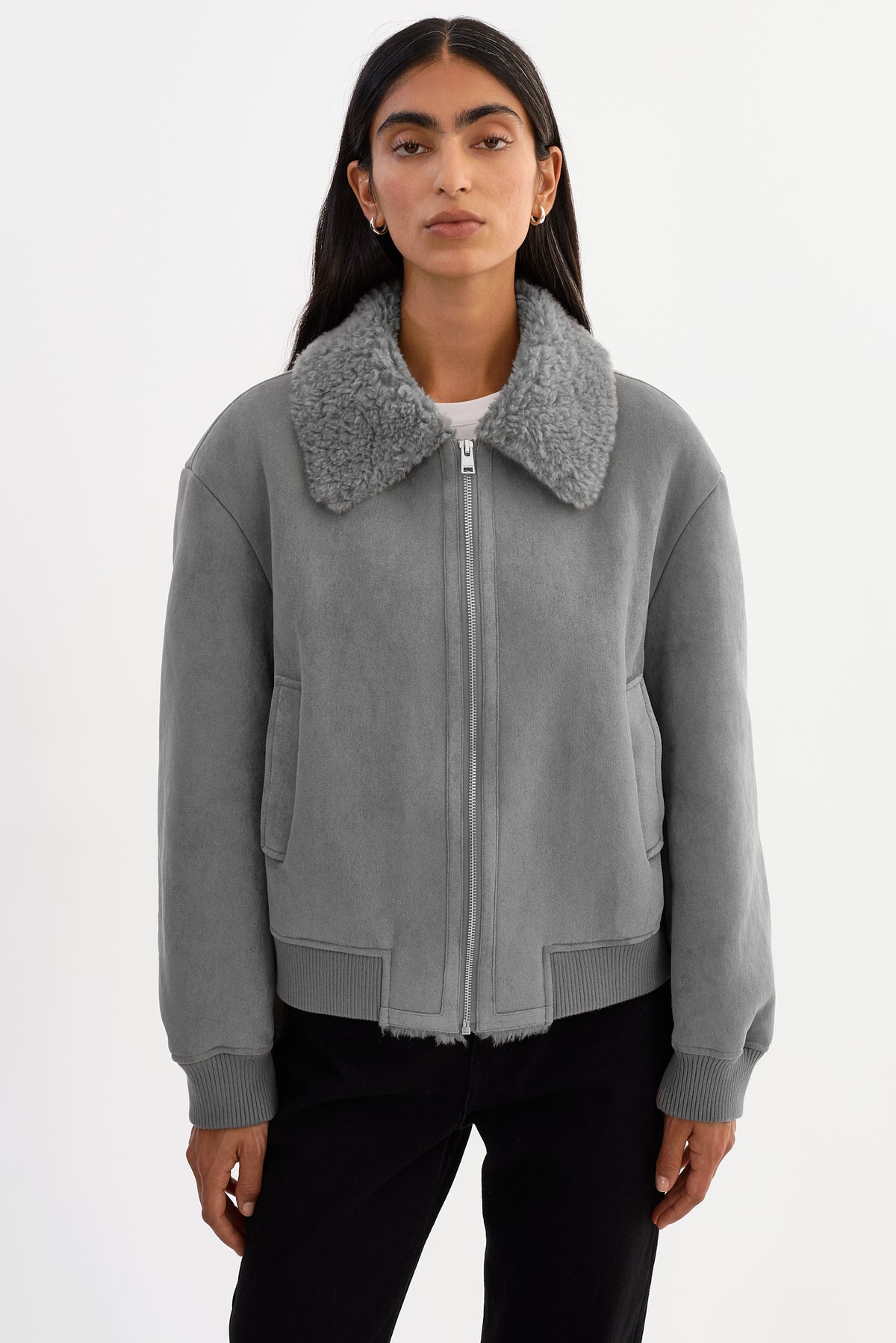 KYRIE | Faux Suede Zip up Jacket