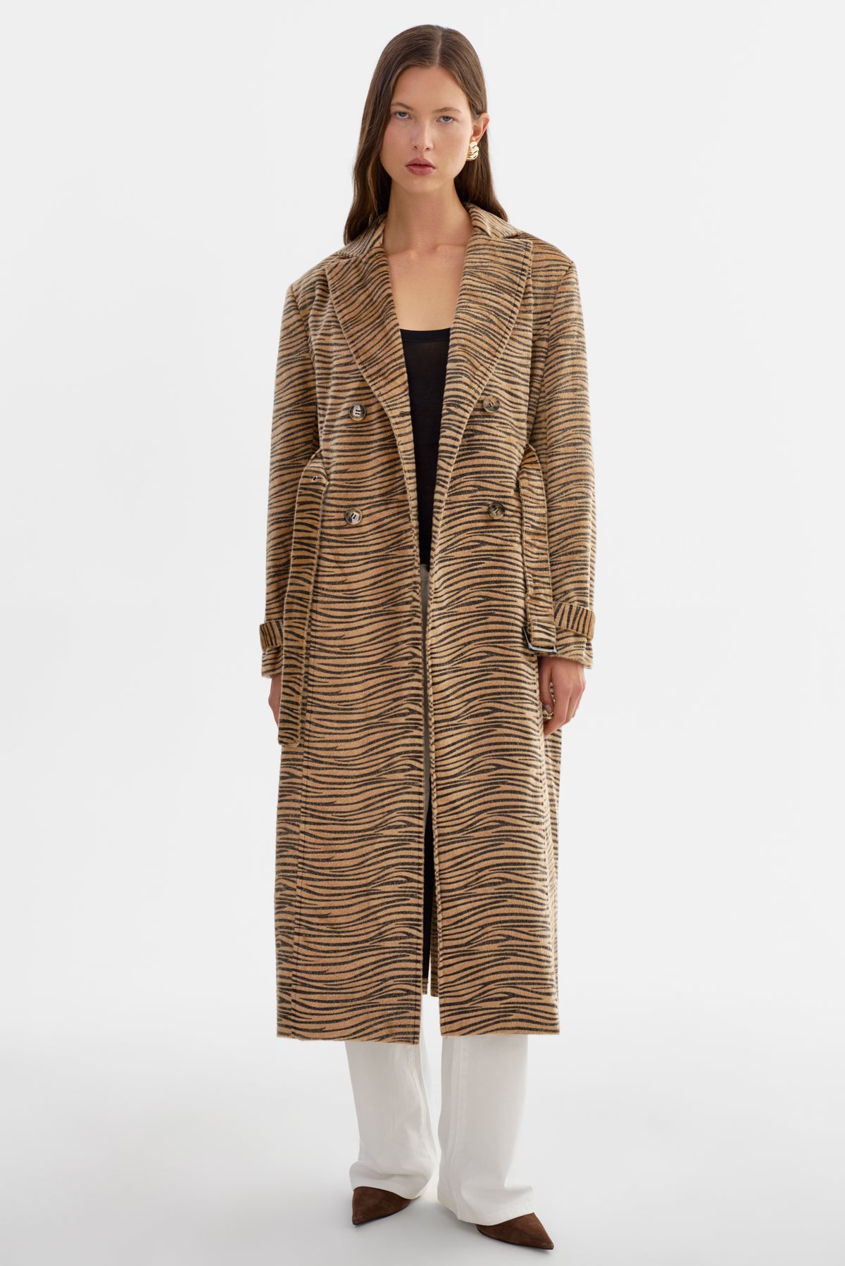 herlipto Mirage Tippet Long Coat Leslie | Tiger Print Trench Coat 