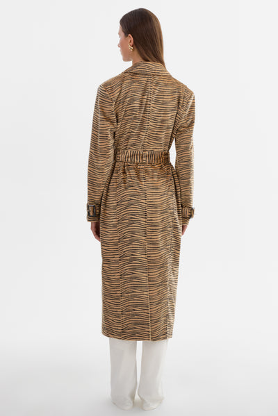 LESLIE | Faux Hair Tiger Print Trench Coat