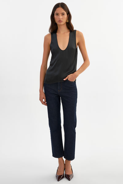 LILA | Satin Low Plunge Tank Top