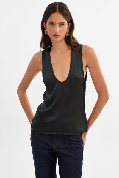 LILA | Satin Low Plunge Tank Top