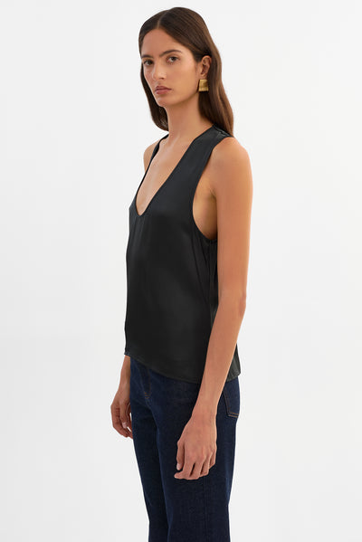 LILA | Satin Low Plunge Tank Top