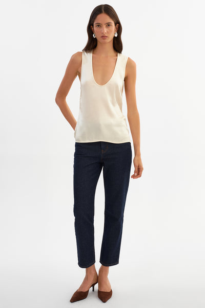 LILA | Satin Low Plunge Tank Top