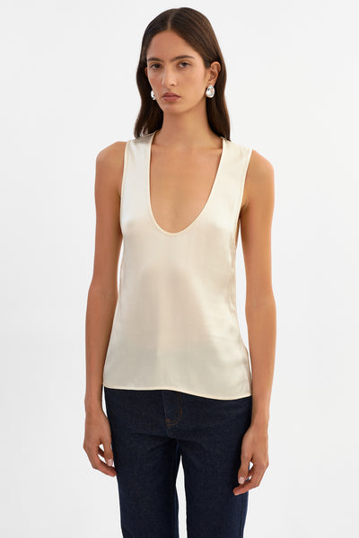 LILA | Satin Low Plunge Tank Top