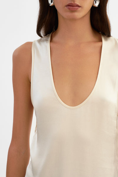 LILA | Satin Low Plunge Tank Top