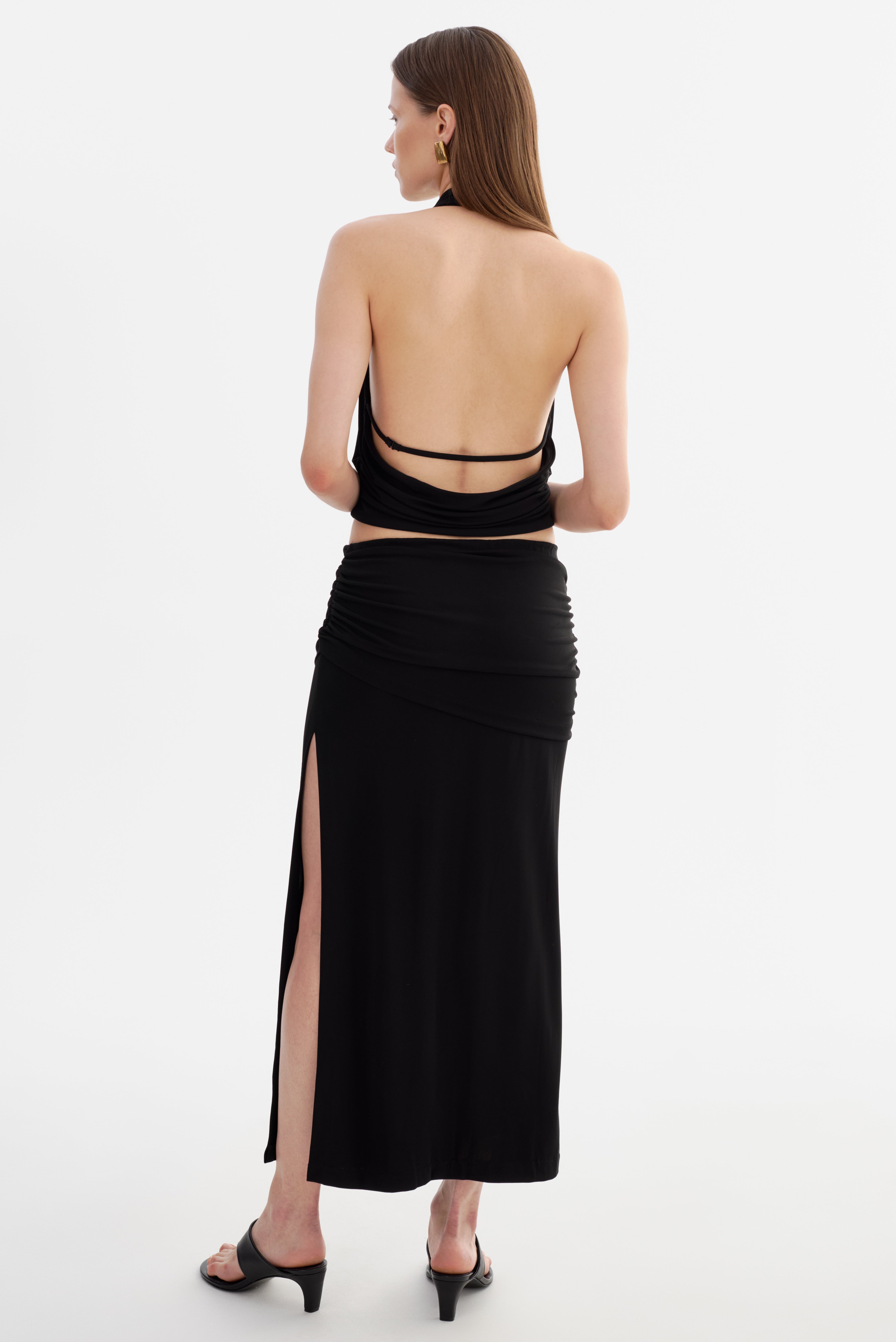 LILOU | Midi Knit Skirt Black / L LILOU | Midi Knit Skirt Black / L