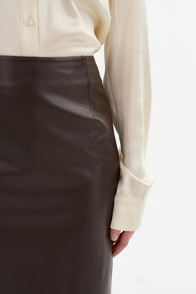 LUCIANA | Faux Leather Pencil Skirt