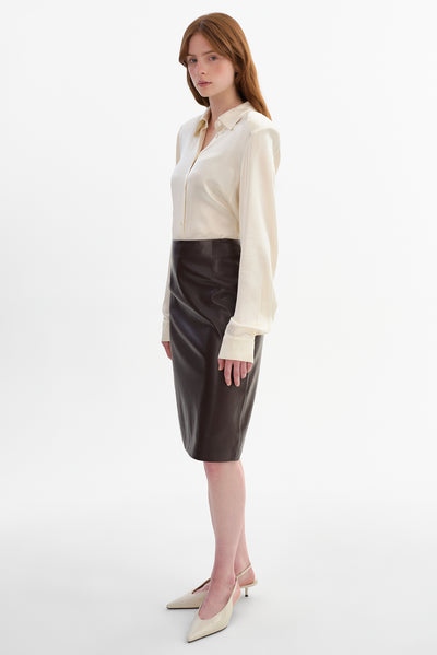 LUCIANA | Faux Leather Pencil Skirt