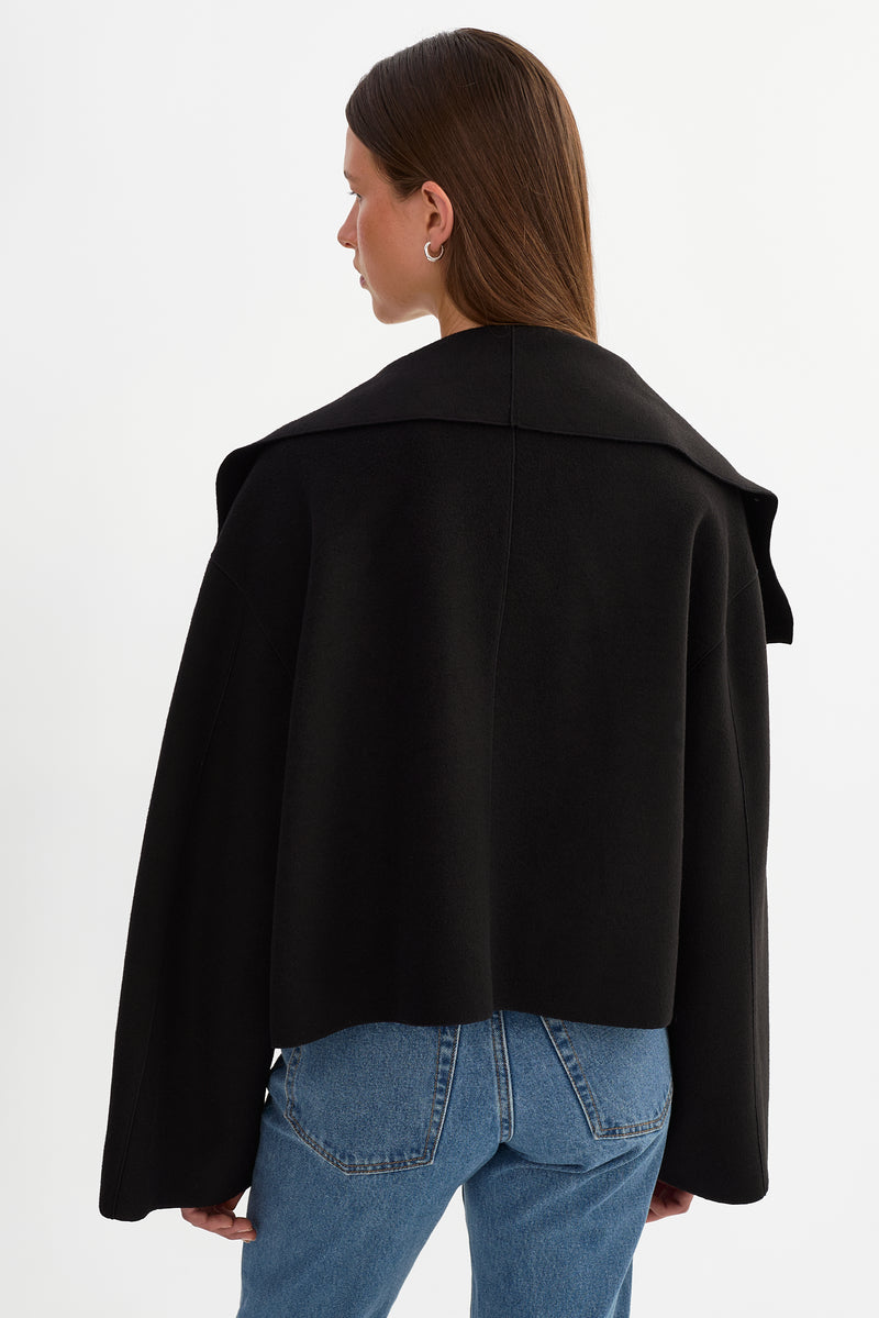 Cropped Cascade Collar Jacket